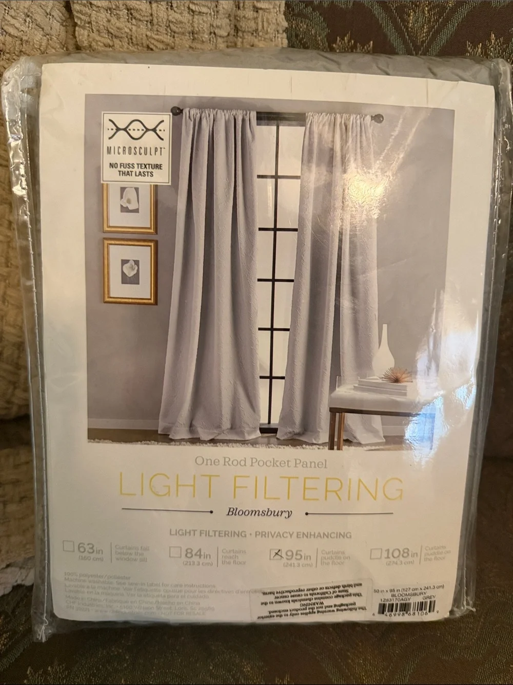 BloomSBury Light-Filtering One Rod Pocket Panel Curtain - Light Gray
